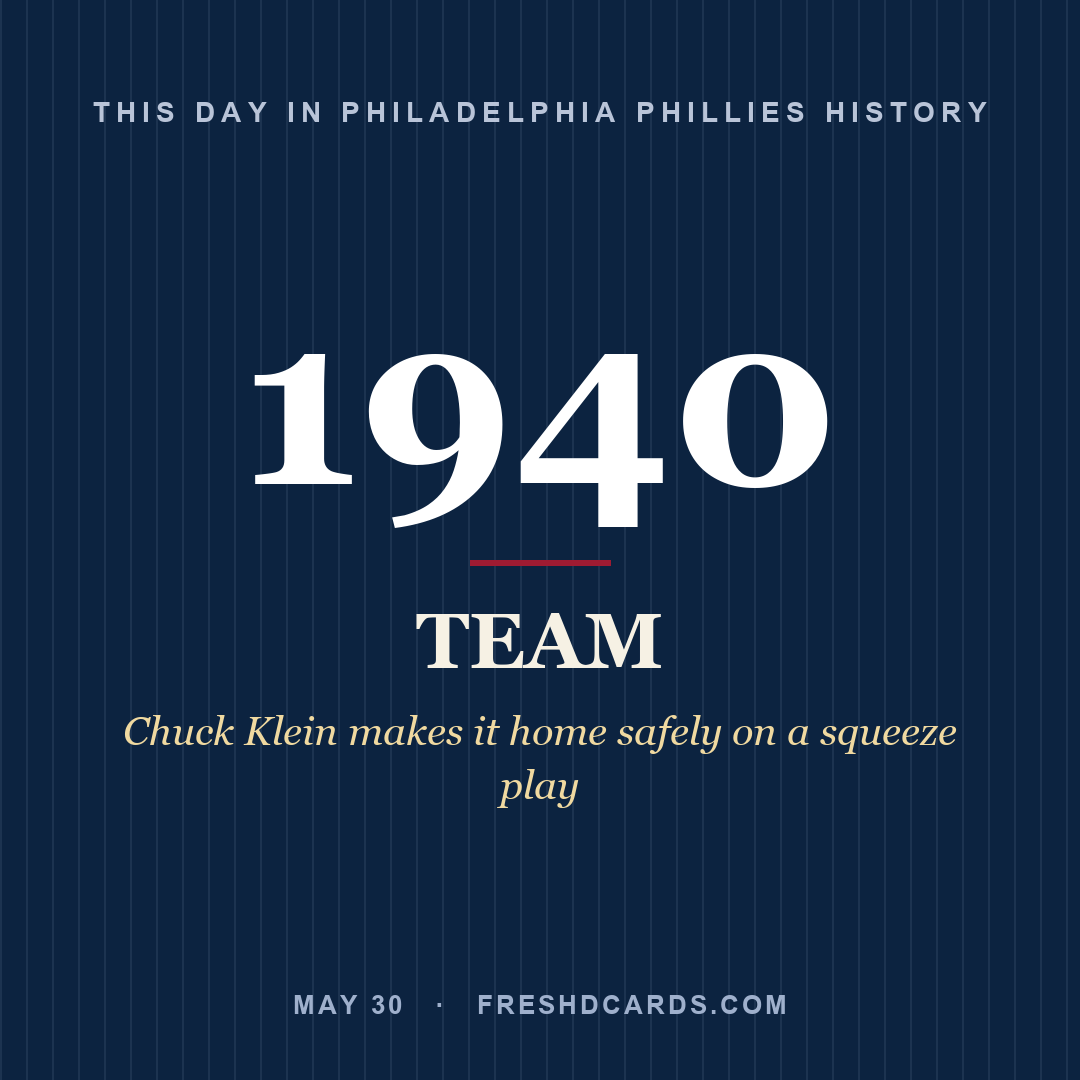 Philadelphia Phillies: Philadelphia Phillies, 1940, Chuck Klein makes it home safely on a squeeze play