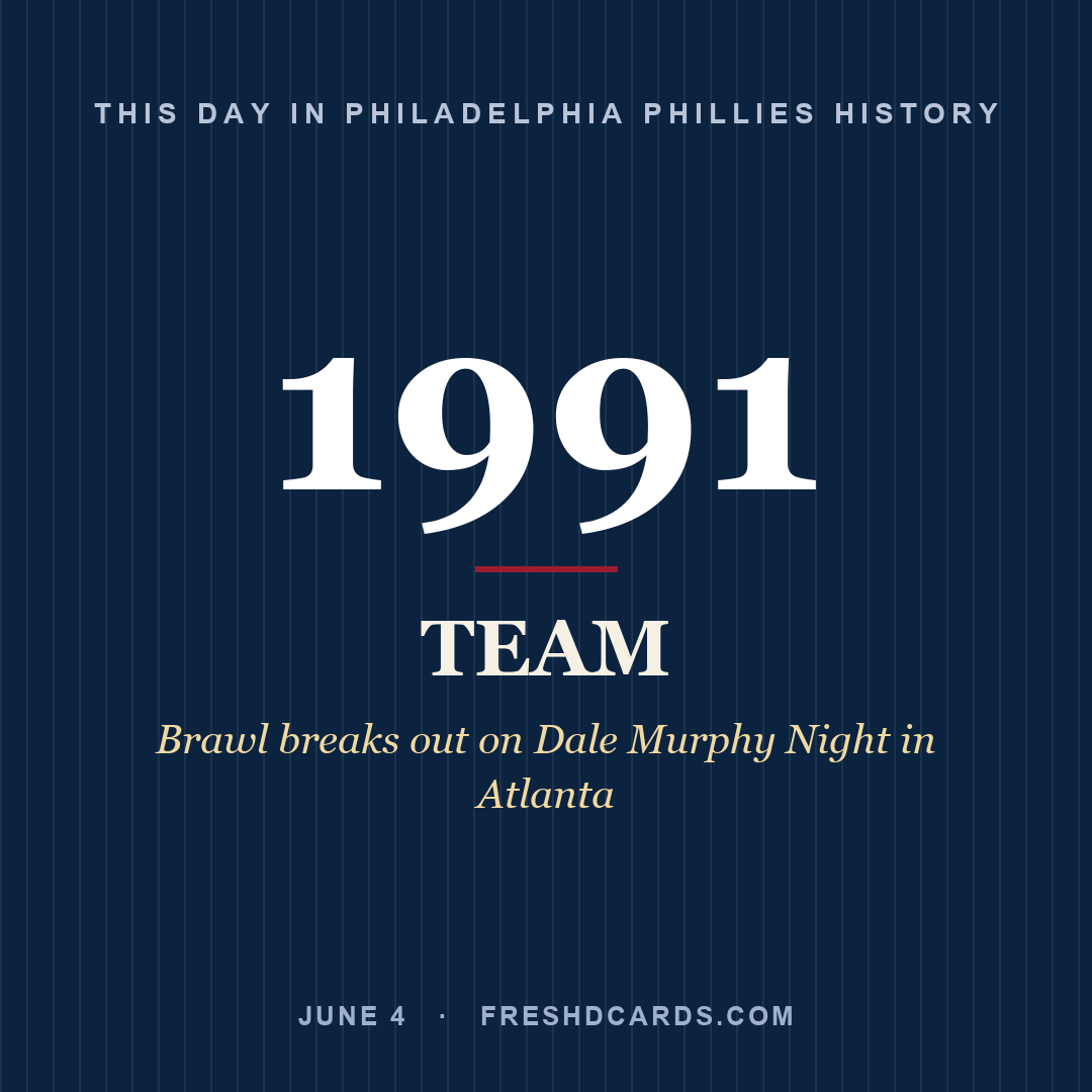 Philadelphia Phillies: Philadelphia Phillies, 1991, Brawl breaks out on Dale Murphy Night in Atlanta