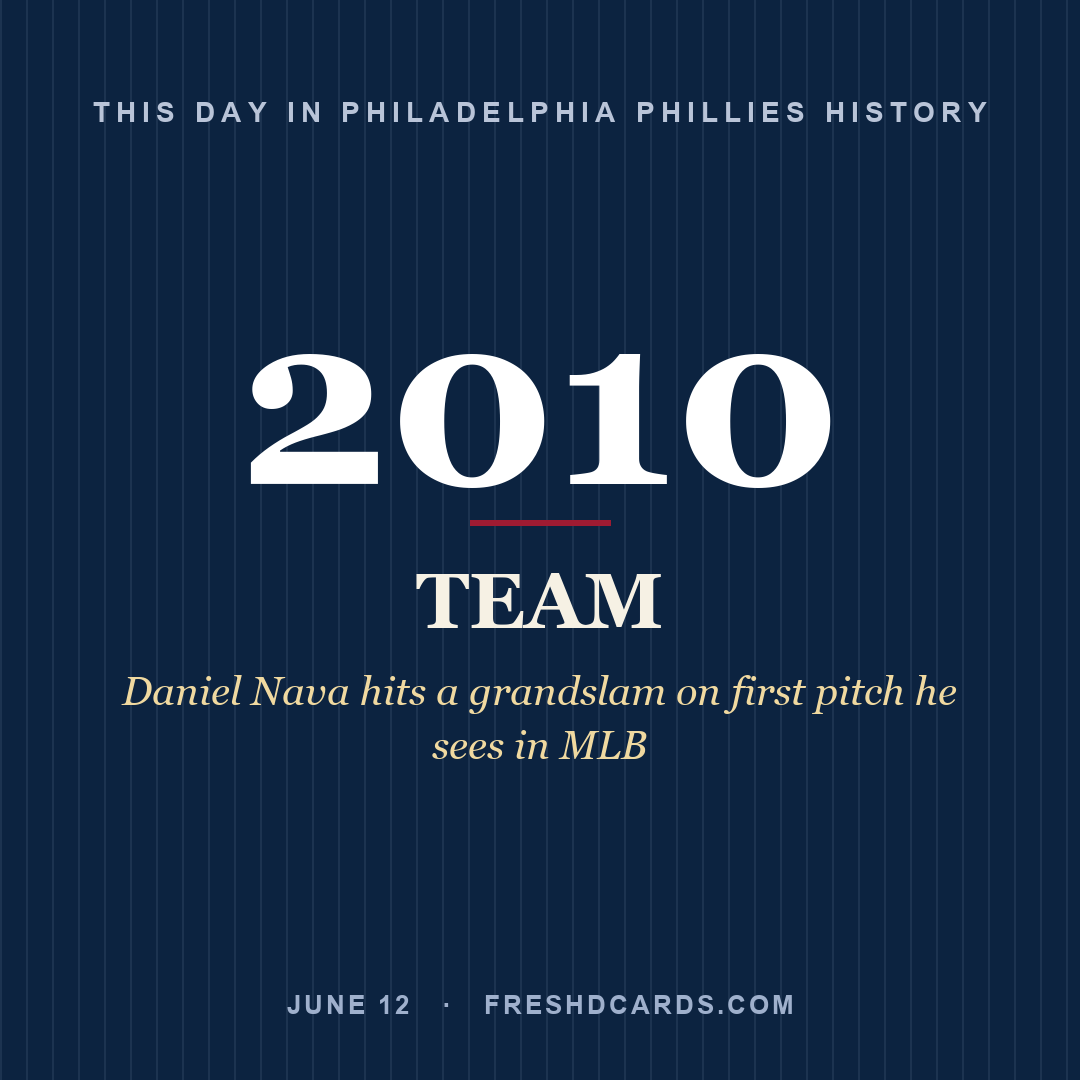 Philadelphia Phillies: Philadelphia Phillies, 2010, Daniel Nava hits a grandslam on first pitch he sees in MLB