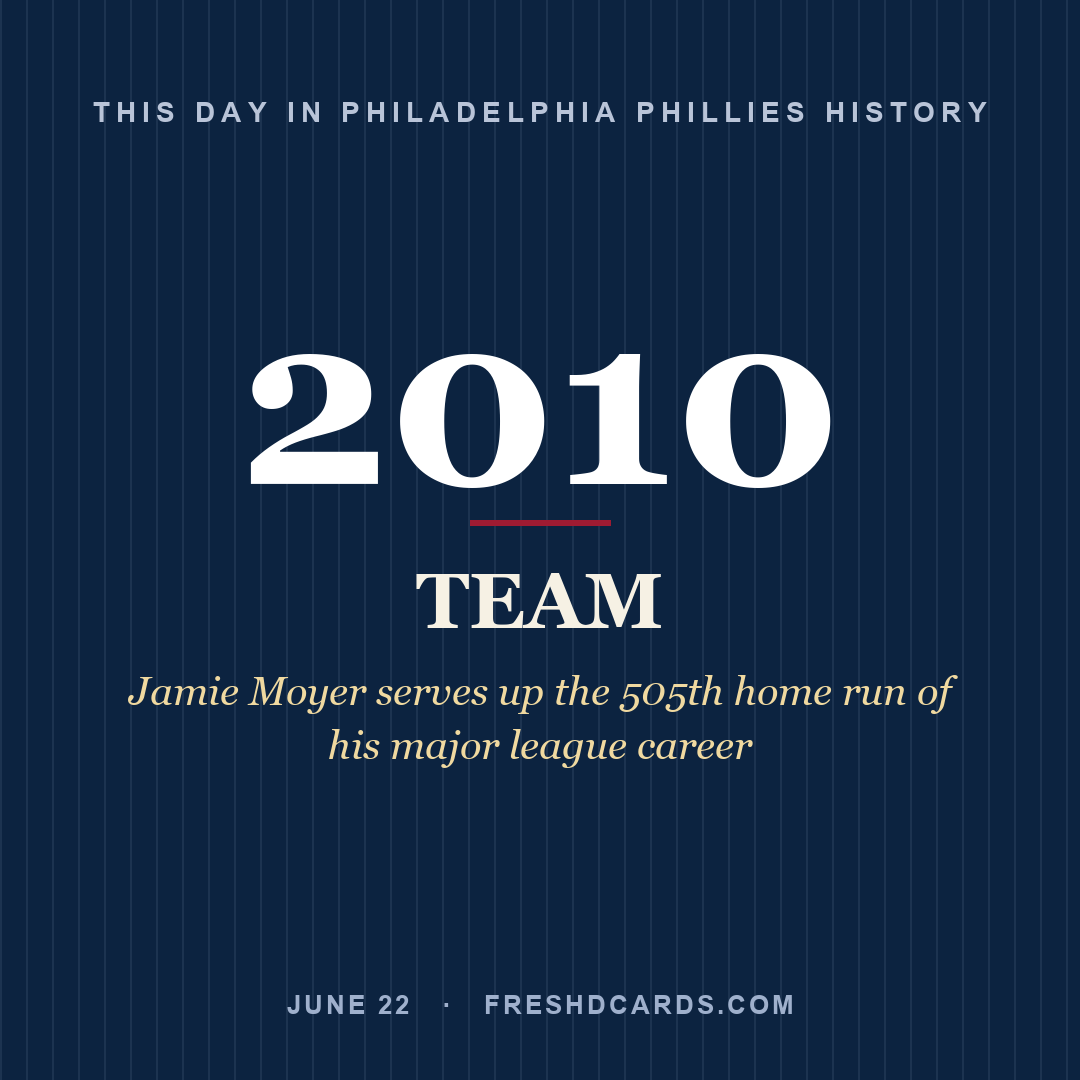 Philadelphia Phillies: Philadelphia Phillies, 2010, Jamie Moyer serves up the 505th home run of his major league career