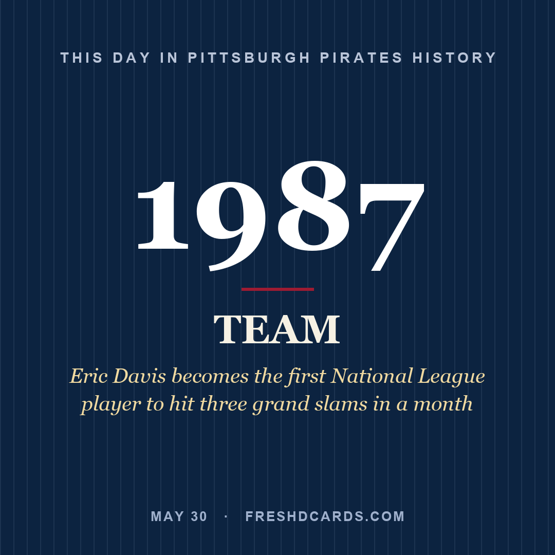Pittsburgh Pirates: Pittsburgh Pirates, 1987, Eric Davis becomes the first National League player to hit three grand slams in a month