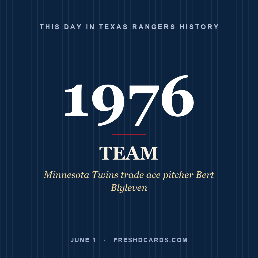 Texas Rangers: Texas Rangers, 1976, Minnesota Twins trade ace pitcher Bert Blyleven