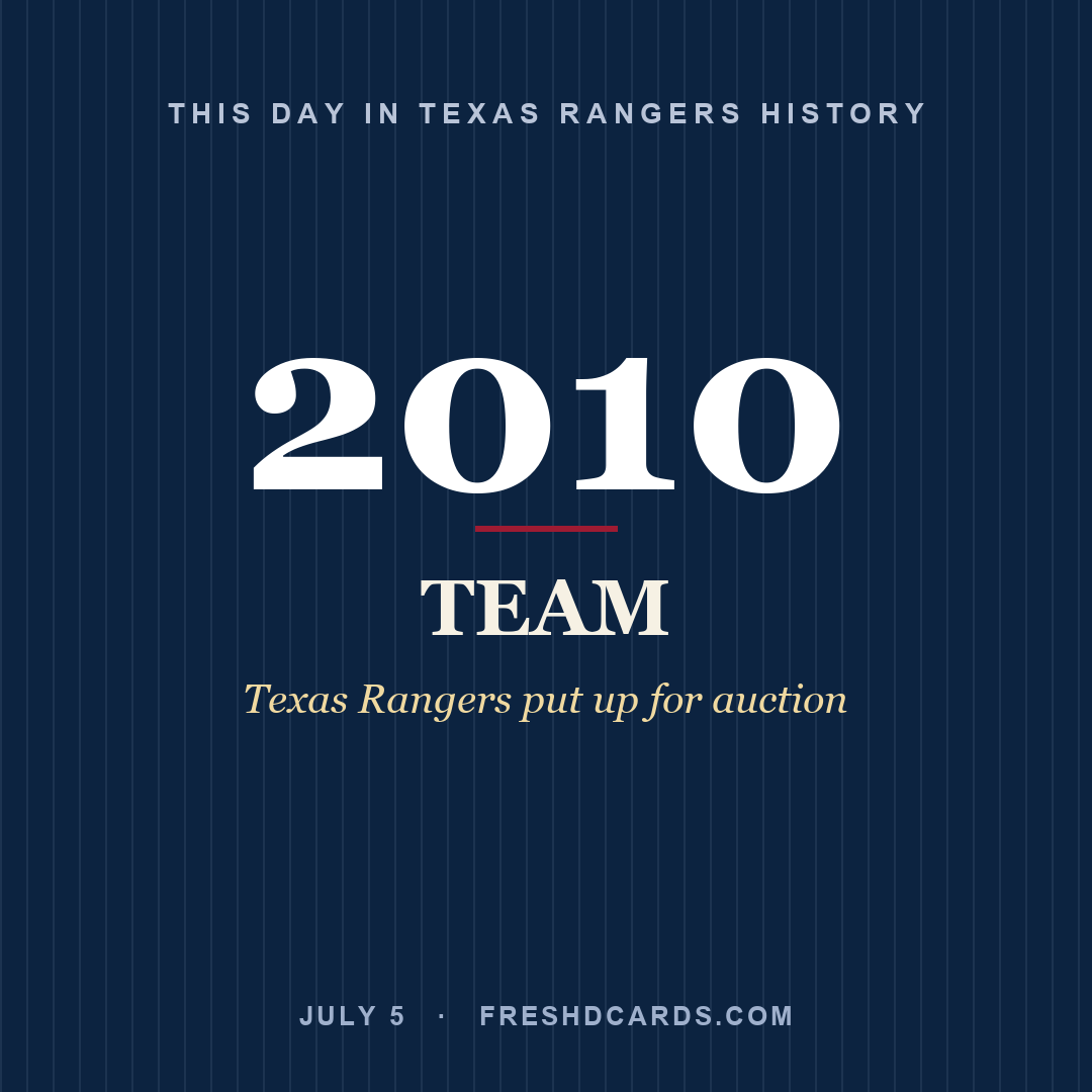 Texas Rangers: Texas Rangers, 2010, Texas Rangers put up for auction