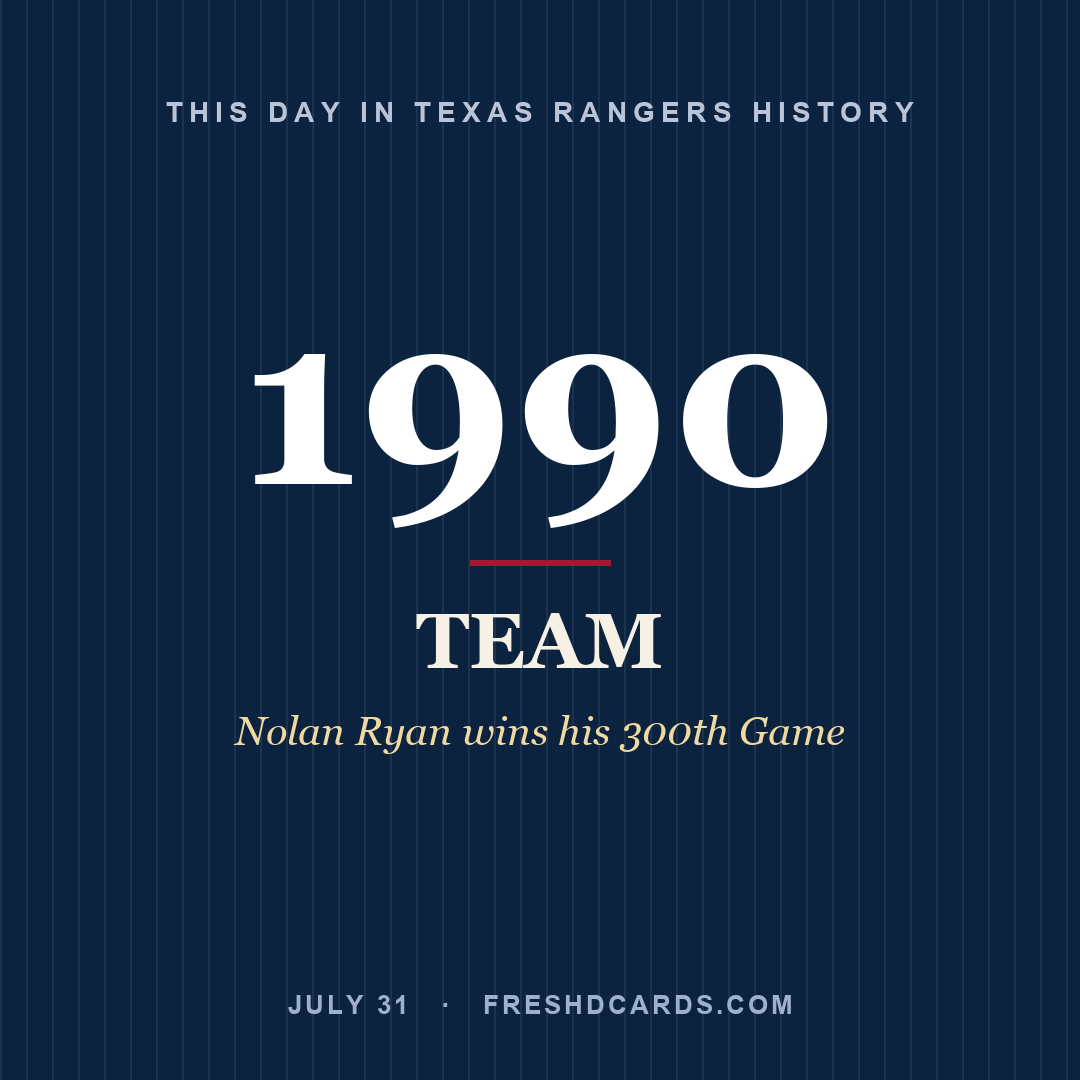 Texas Rangers: Texas Rangers, 1990, Nolan Ryan wins his 300th Game