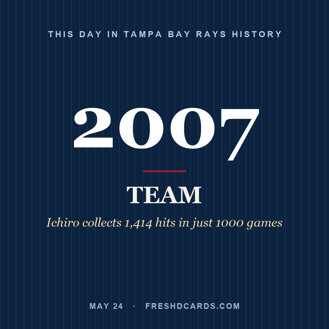 Tampa Bay Rays: Tampa Bay Rays, 2007, Ichiro collects 1,414 hits in just 1000 games