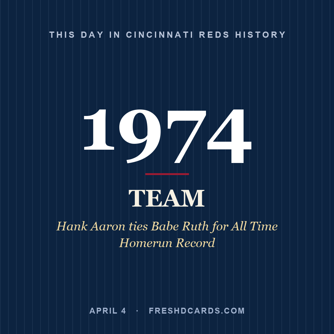 Cincinnati Reds: Cincinnati Reds, 1974, Hank Aaron ties Babe Ruth for All Time Homerun Record