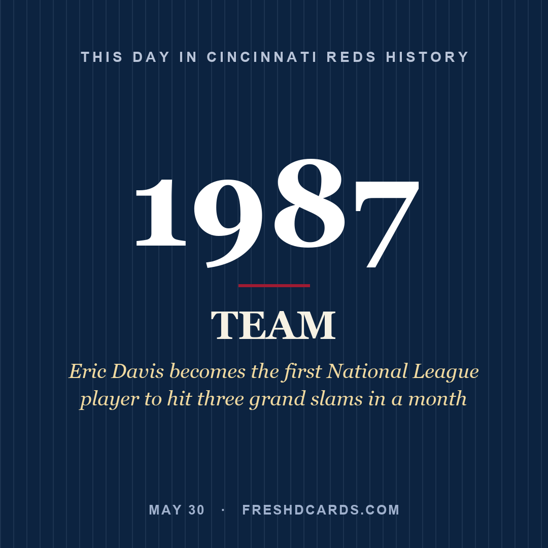 Cincinnati Reds: Cincinnati Reds, 1987, Eric Davis becomes the first National League player to hit three grand slams in a month
