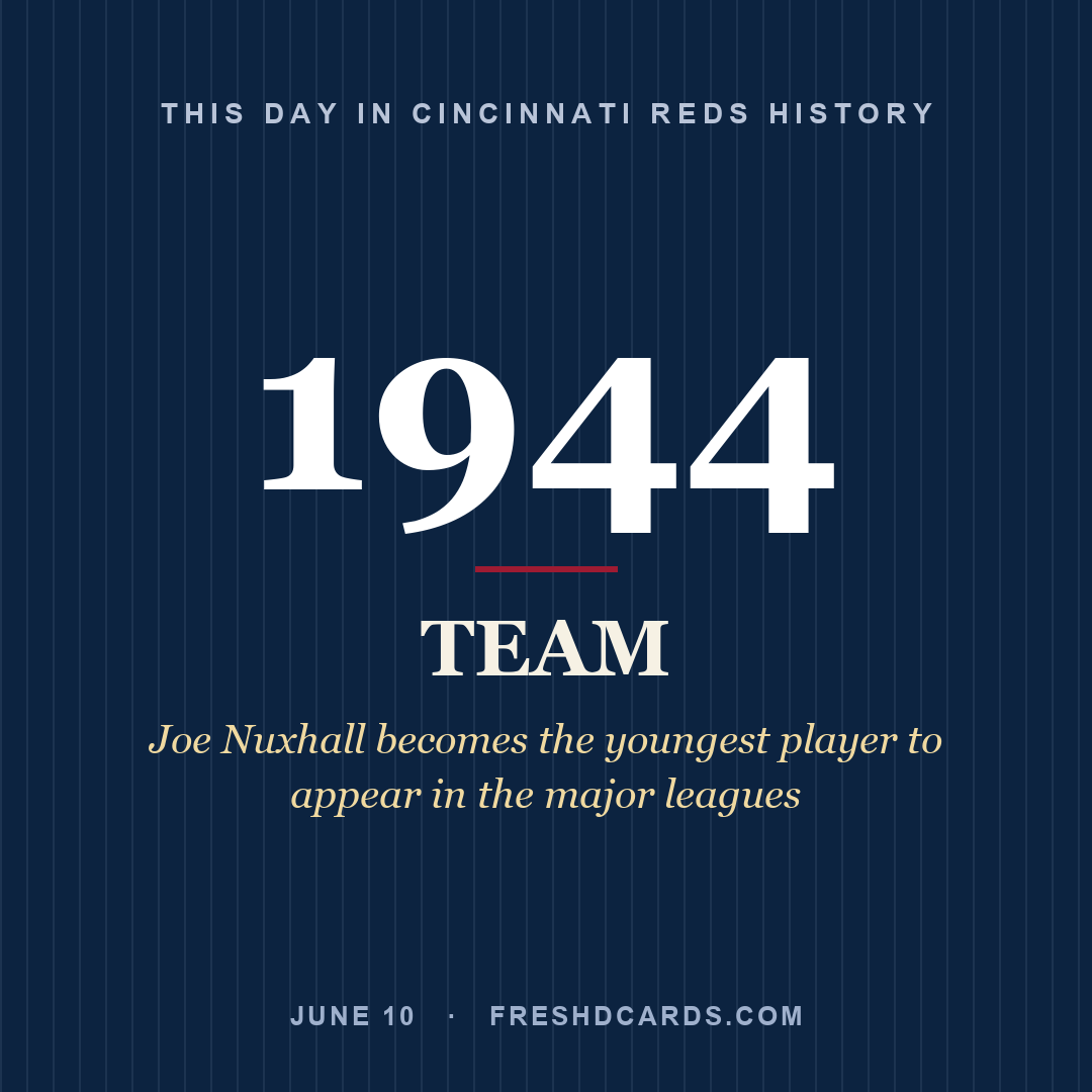 Cincinnati Reds: Cincinnati Reds, 1944, Joe Nuxhall becomes the youngest player to appear in the major leagues