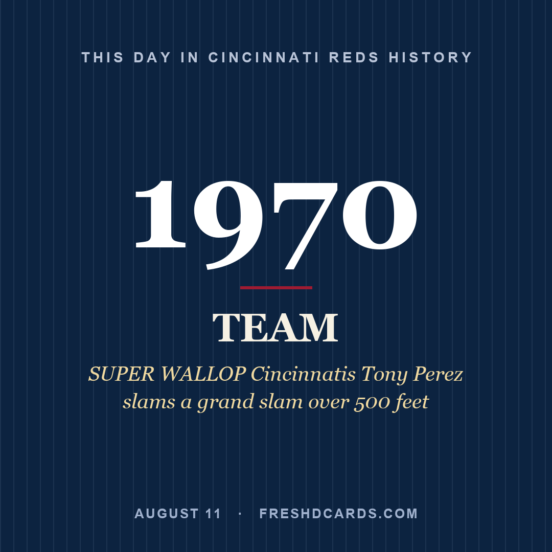 Cincinnati Reds: Cincinnati Reds, 1970, SUPER WALLOP Cincinnatis Tony Perez slams a grand slam over 500 feet