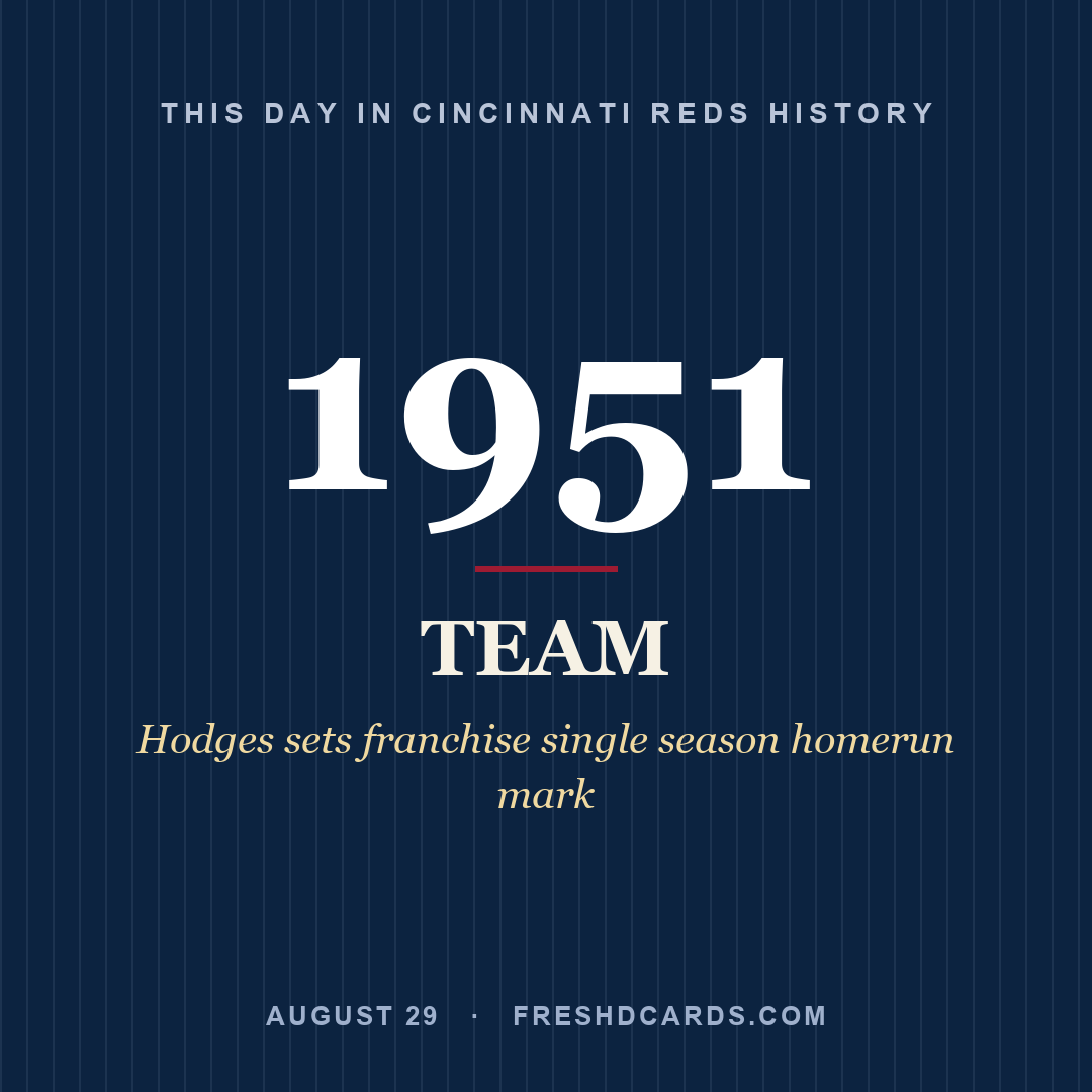 Cincinnati Reds: Cincinnati Reds, 1951, Hodges sets franchise single season homerun mark