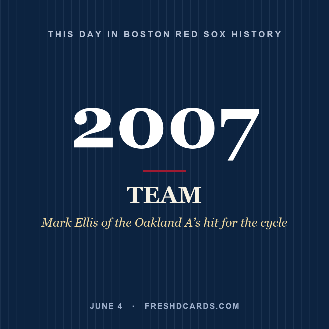 Boston Red Sox: Boston Red Sox, 2007, Mark Ellis of the Oakland A’s hit for the cycle