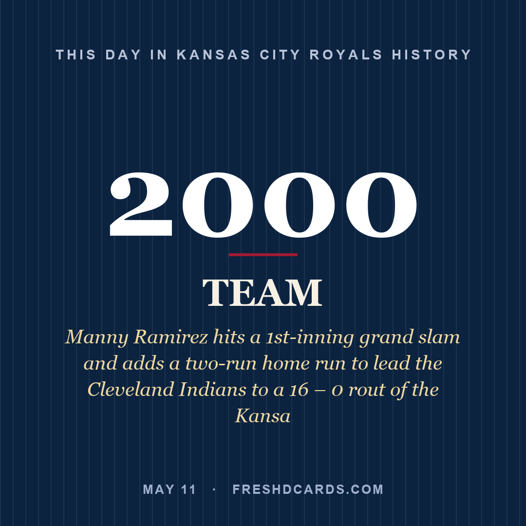 Kansas City Royals: Kansas City Royals, 2000, Manny Ramirez hits a 1st-inning grand slam and adds a two-run home run to lead the Cleveland Indians to a 16 – 0 rout of the Kansa
