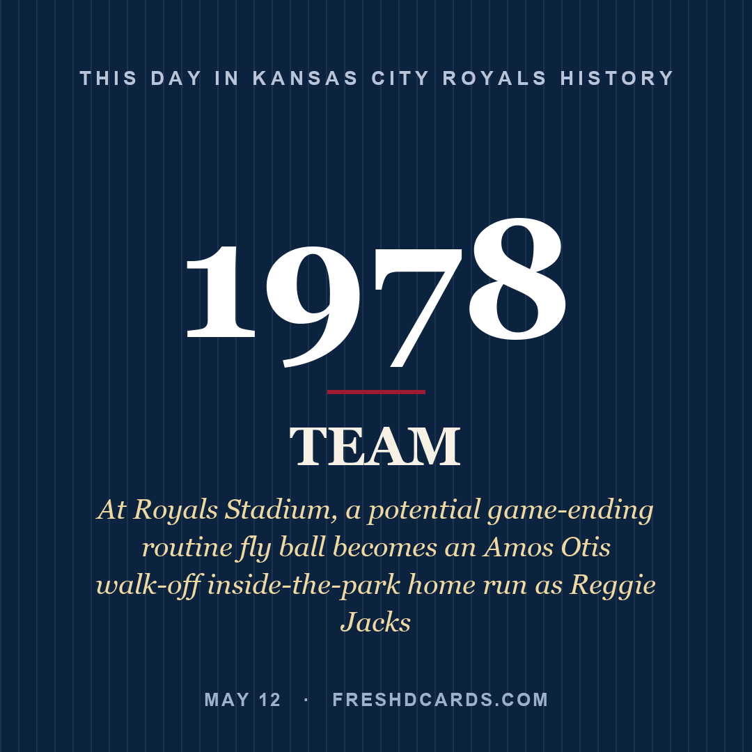 Kansas City Royals: Kansas City Royals, 1978, At Royals Stadium, a potential game-ending routine fly ball becomes an Amos Otis walk-off inside-the-park home run as Reggie Jacks