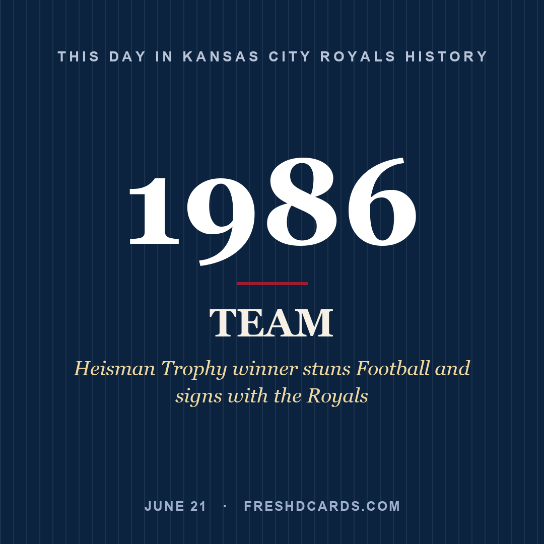 Kansas City Royals: Kansas City Royals, 1986, Heisman Trophy winner stuns Football and signs with the Royals