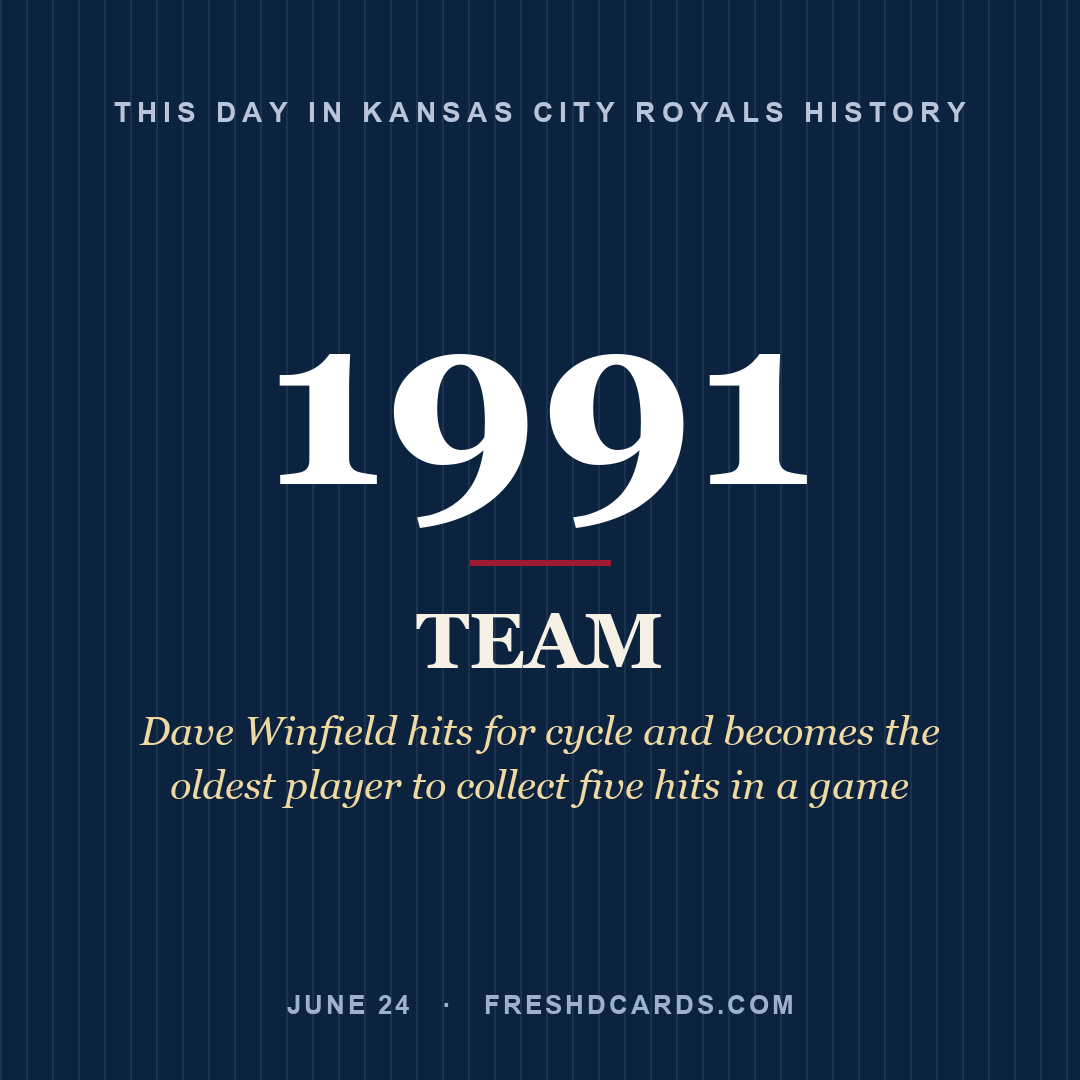 Kansas City Royals: Kansas City Royals, 1991, Dave Winfield hits for cycle and becomes the oldest player to collect five hits in a game