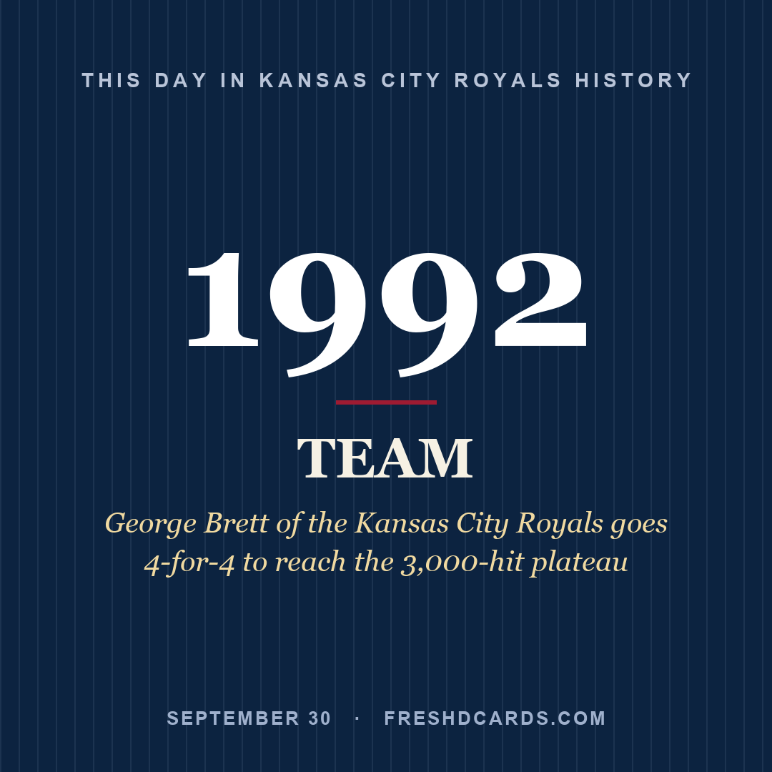 Kansas City Royals: Kansas City Royals, 1992, George Brett of the Kansas City Royals goes 4-for-4 to reach the 3,000-hit plateau