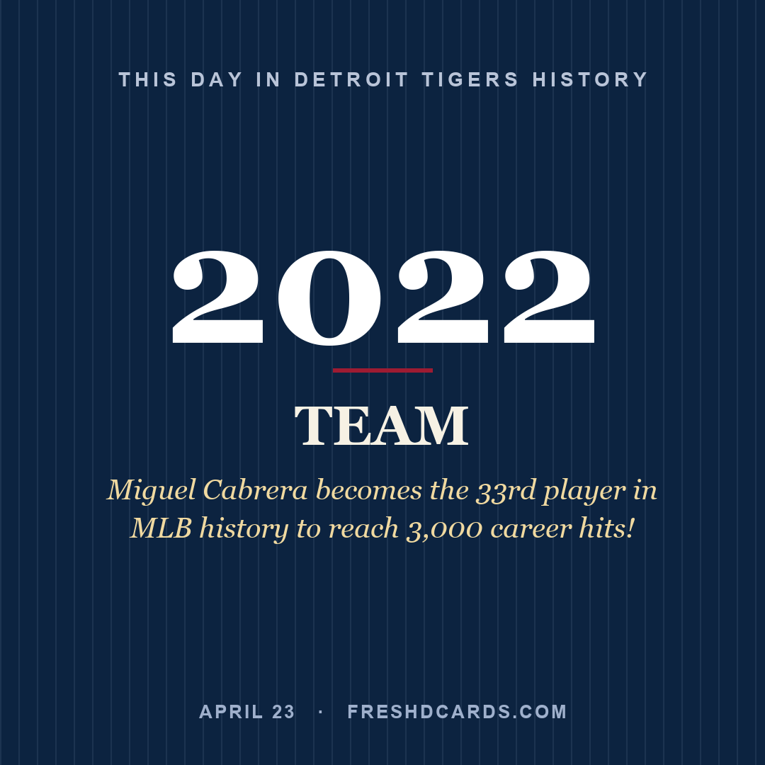 Detroit Tigers: Detroit Tigers, 2022, Miguel Cabrera becomes the 33rd player in MLB history to reach 3,000 career hits!