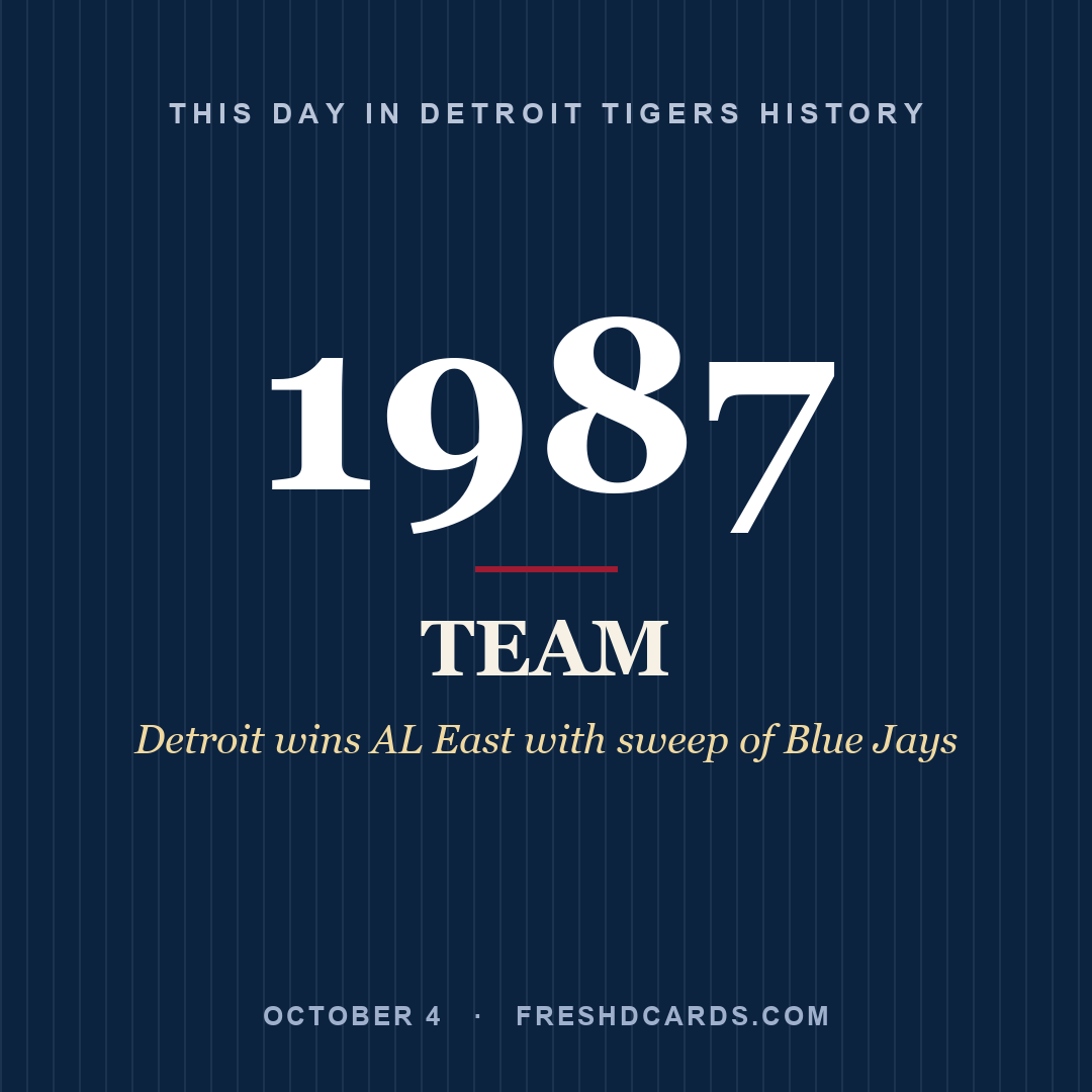 Detroit Tigers: Detroit Tigers, 1987, Detroit wins AL East with sweep of Blue Jays