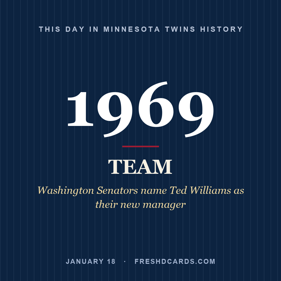 Minnesota Twins: Minnesota Twins, 1969, Washington Senators name Ted Williams as their new manager