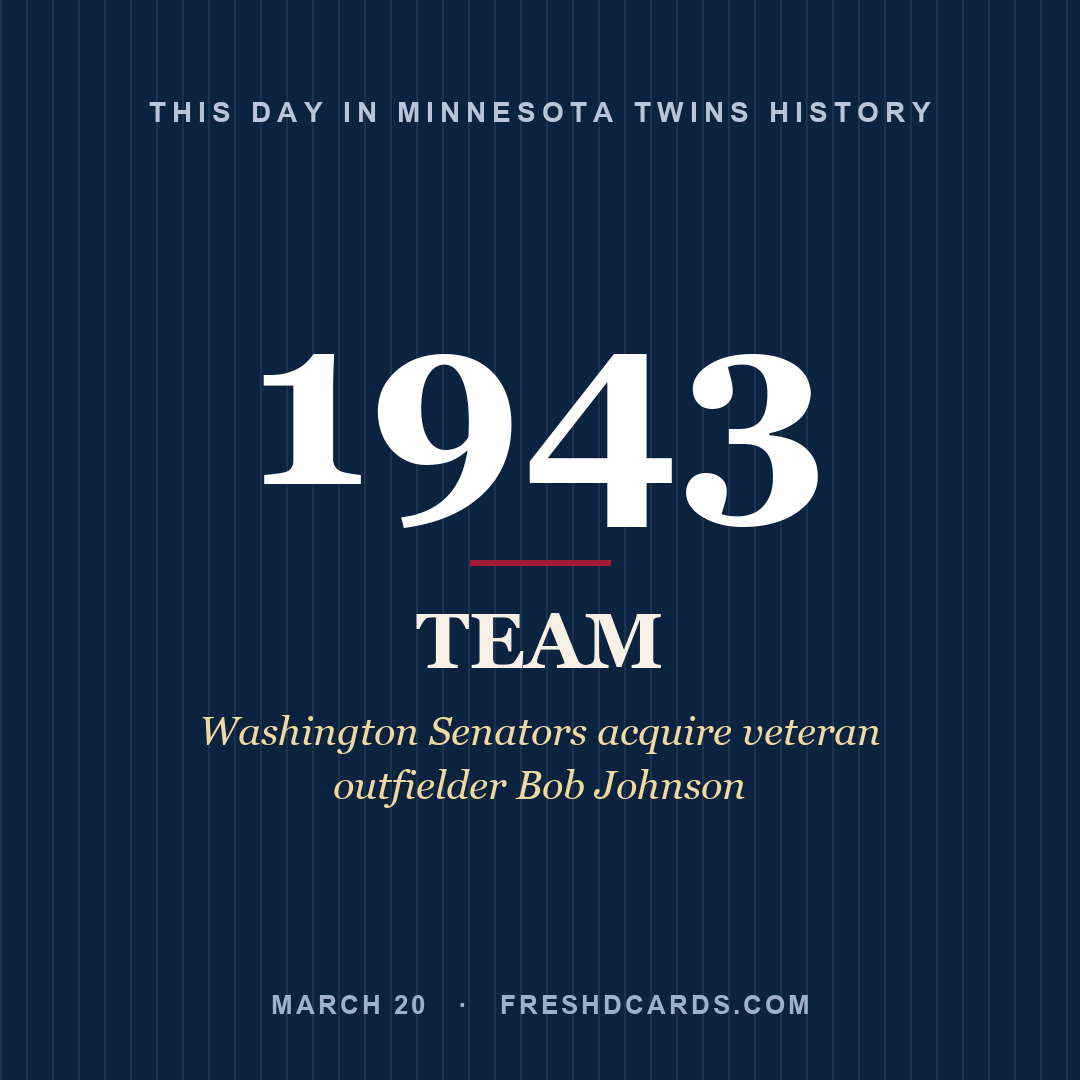 Minnesota Twins: Minnesota Twins, 1943, Washington Senators acquire veteran outfielder Bob Johnson