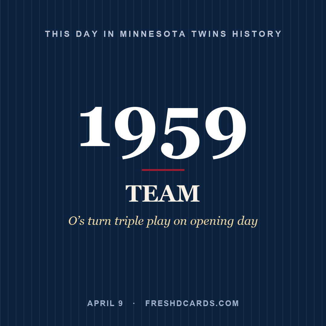 Minnesota Twins: Minnesota Twins, 1959, O’s turn triple play on opening day