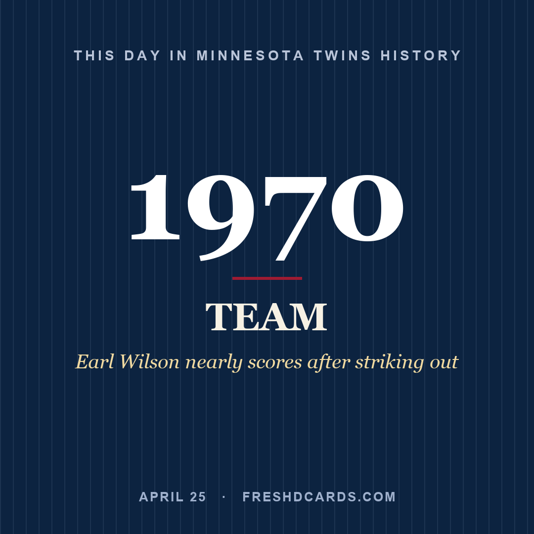 Minnesota Twins: Minnesota Twins, 1970, Earl Wilson nearly scores after striking out