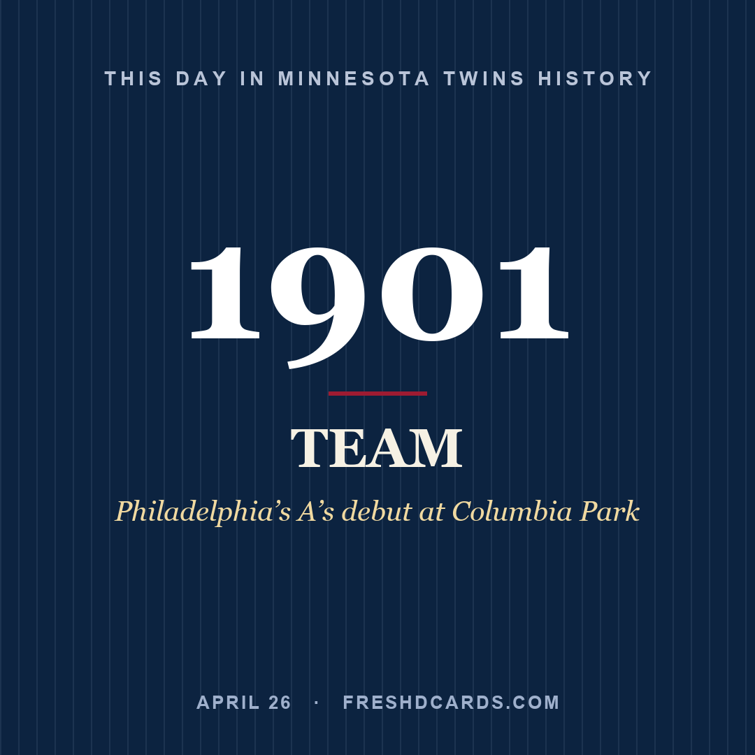 Minnesota Twins: Minnesota Twins, 1901, Philadelphia’s A’s debut at Columbia Park