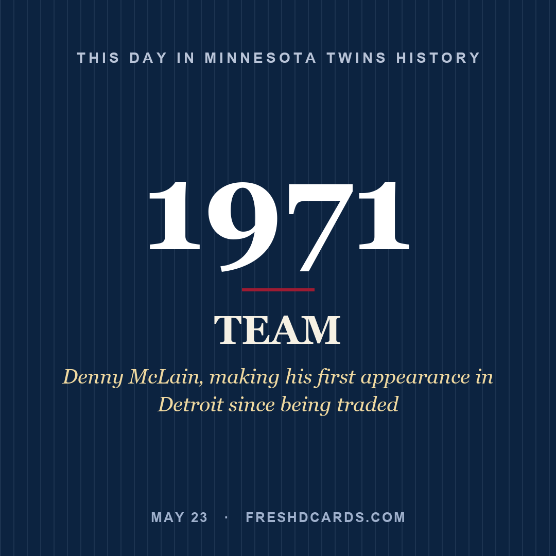 Minnesota Twins: Minnesota Twins, 1971, Denny McLain‚ making his first appearance in Detroit since being traded