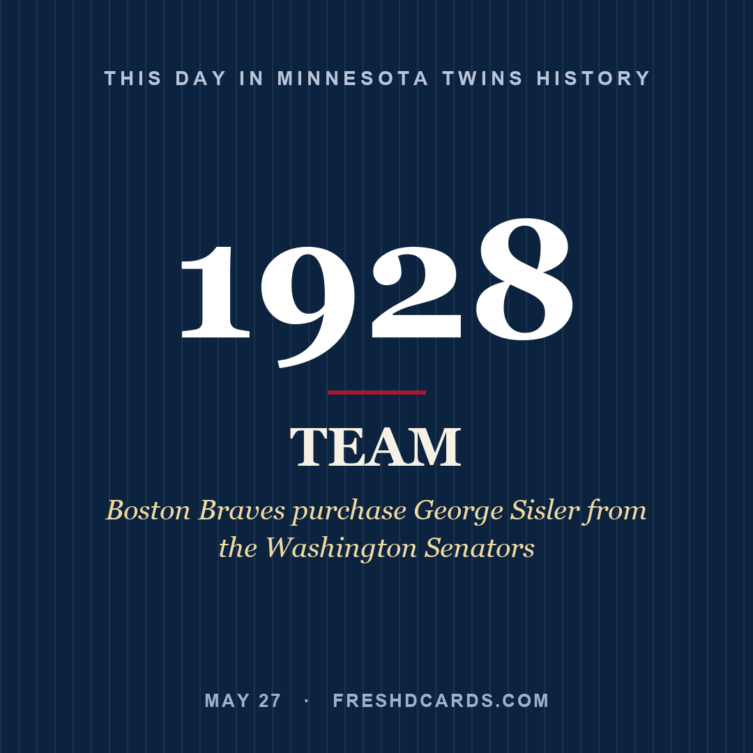 Minnesota Twins: Minnesota Twins, 1928, Boston Braves purchase George Sisler from the Washington Senators