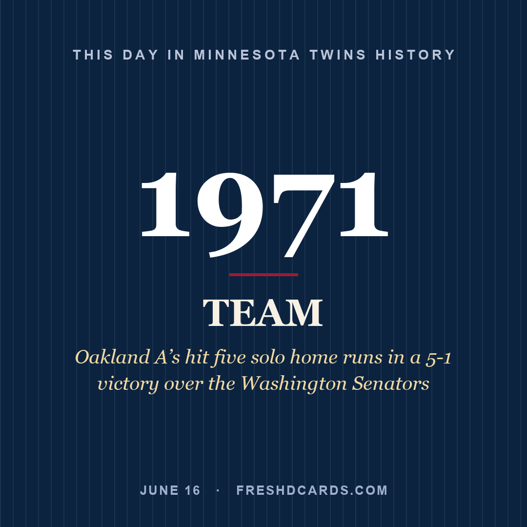 Minnesota Twins: Minnesota Twins, 1971, Oakland A’s hit five solo home runs in a 5-1 victory over the Washington Senators