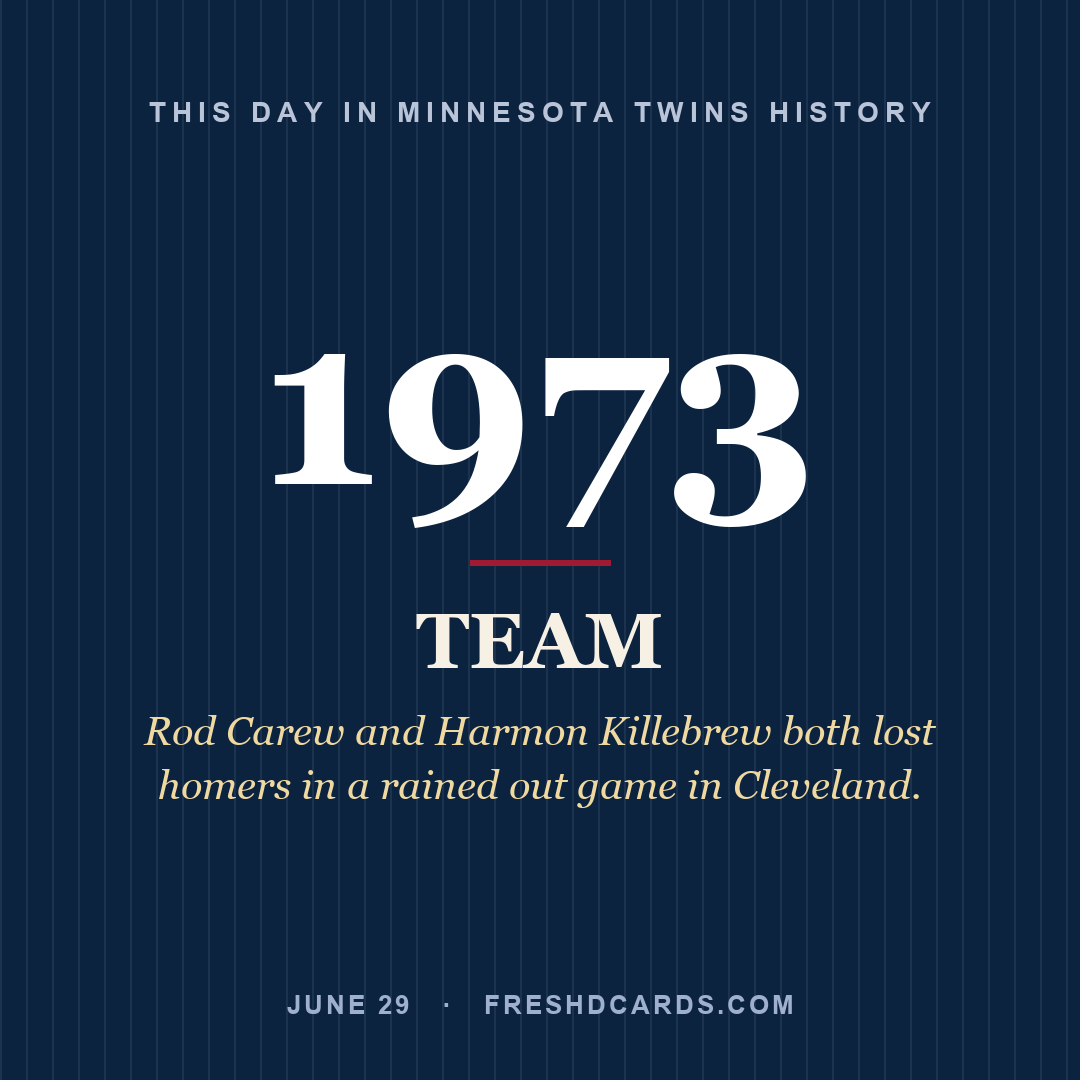 Minnesota Twins: Minnesota Twins, 1973, Rod Carew and Harmon Killebrew both lost homers in a rained out game in Cleveland.