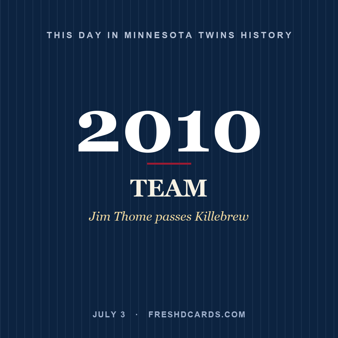 Minnesota Twins: Minnesota Twins, 2010, Jim Thome passes Killebrew