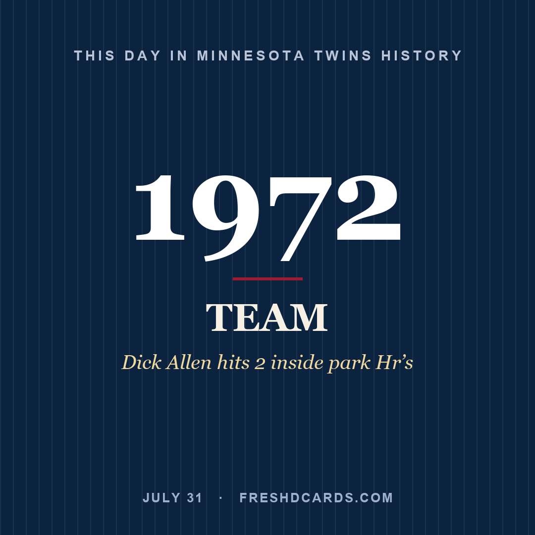 Minnesota Twins: Minnesota Twins, 1972, Dick Allen hits 2 inside park Hr’s