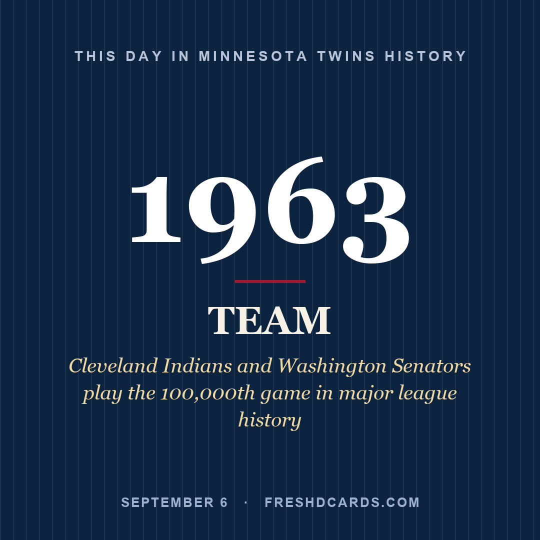 Minnesota Twins: Minnesota Twins, 1963, Cleveland Indians and Washington Senators play the 100,000th game in major league history