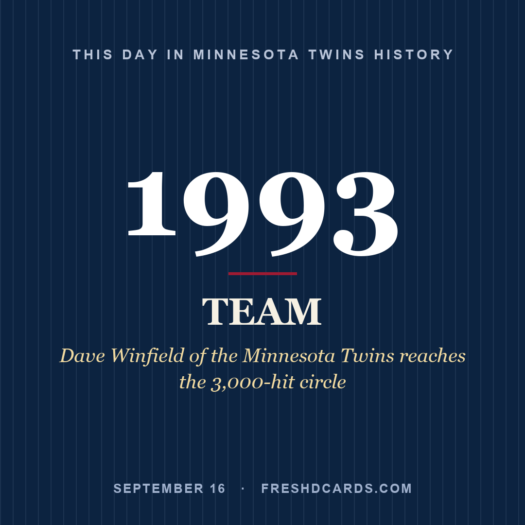 Minnesota Twins: Minnesota Twins, 1993, Dave Winfield of the Minnesota Twins reaches the 3,000-hit circle