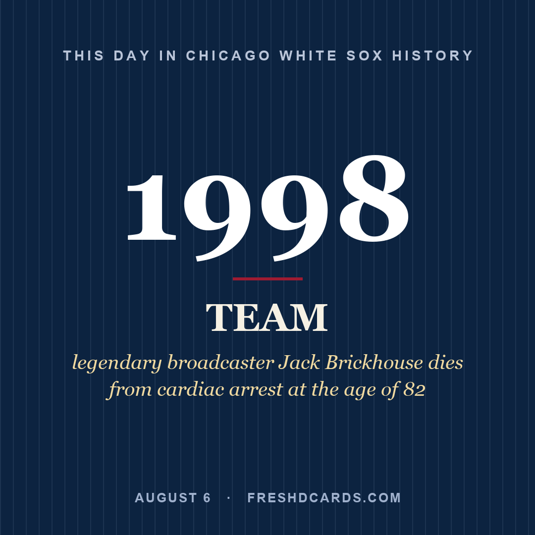 Chicago White Sox: Chicago White Sox, 1998, legendary broadcaster Jack Brickhouse dies from cardiac arrest at the age of 82