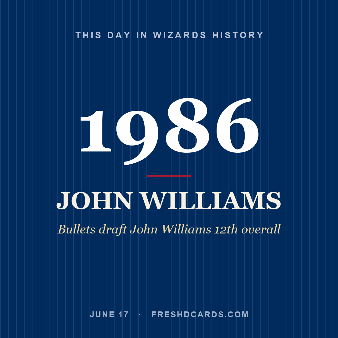Wizards: John Williams, 1986, Bullets draft John Williams 12th overall