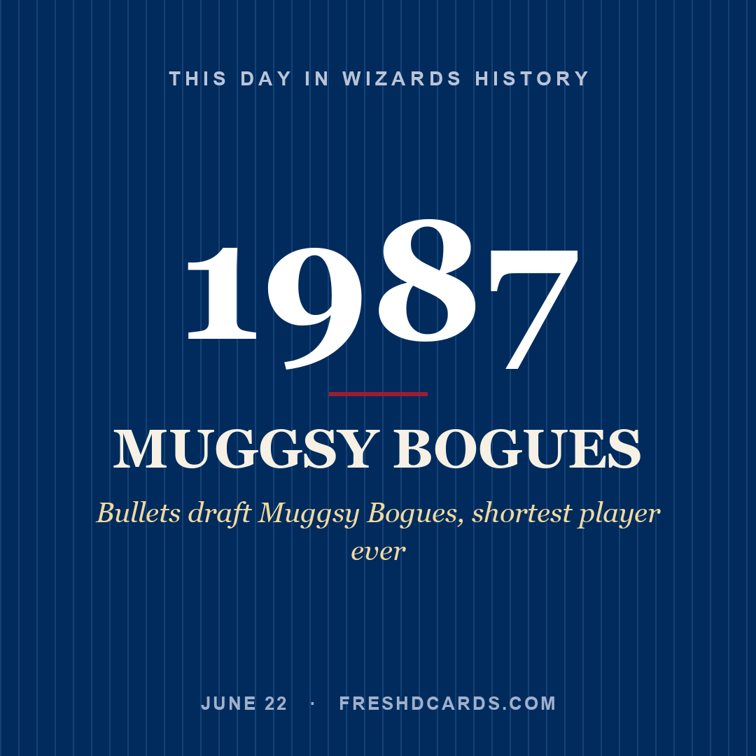 Wizards: Muggsy Bogues, 1987, Bullets draft Muggsy Bogues, shortest player ever