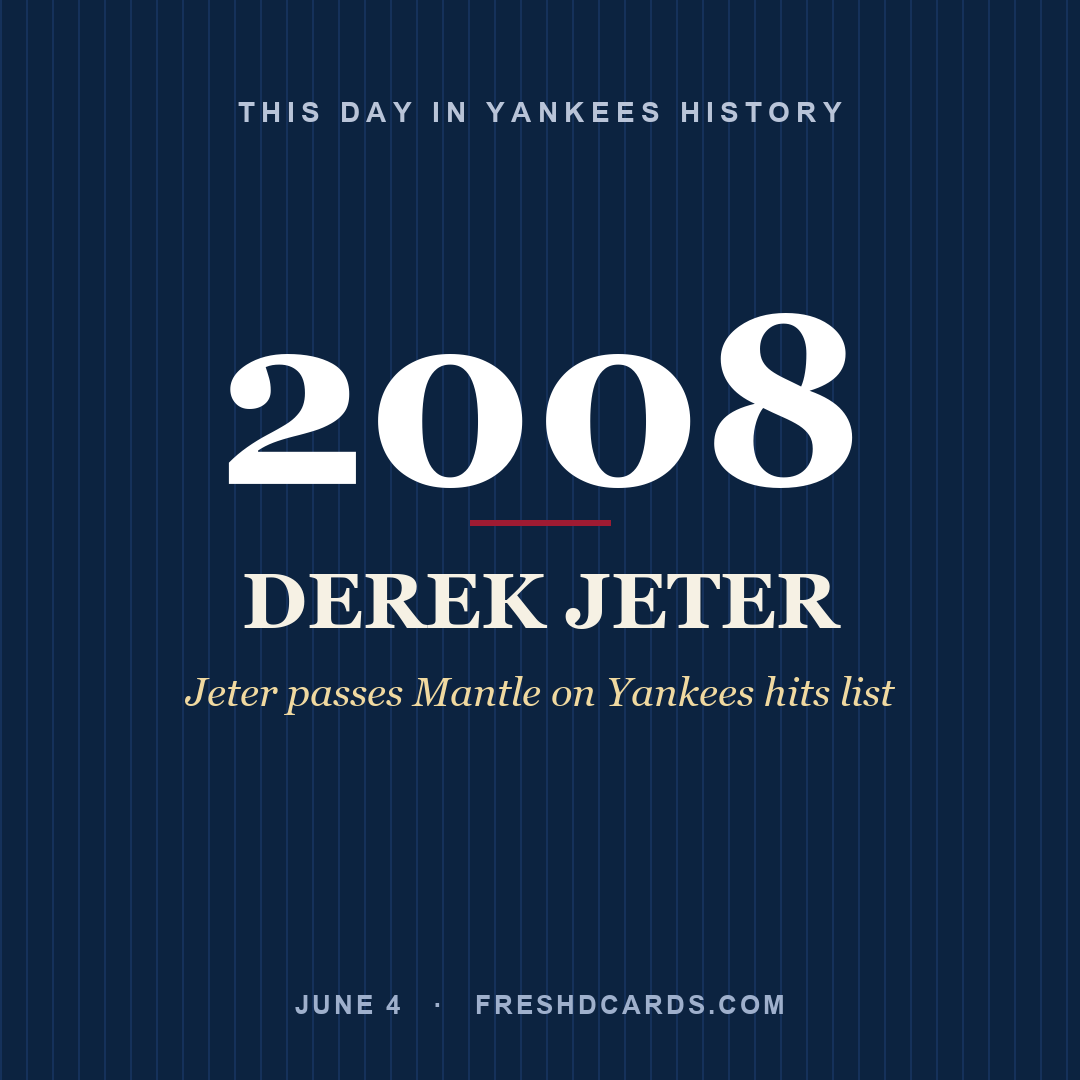 This Day in Yankees History: Derek Jeter, 2008, Jeter passes Mantle on Yankees hits list