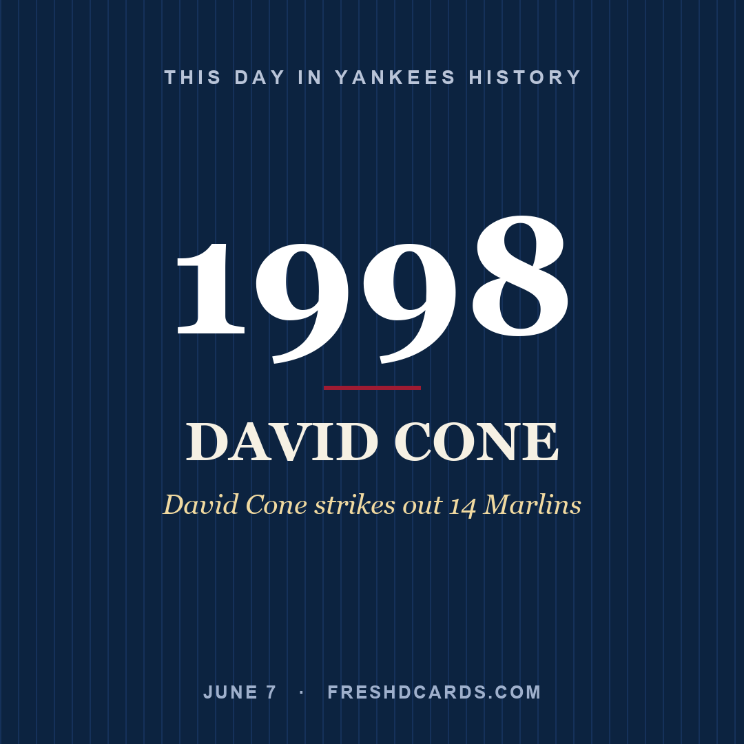 This Day in Yankees History: David Cone, 1998, David Cone strikes out 14 Marlins