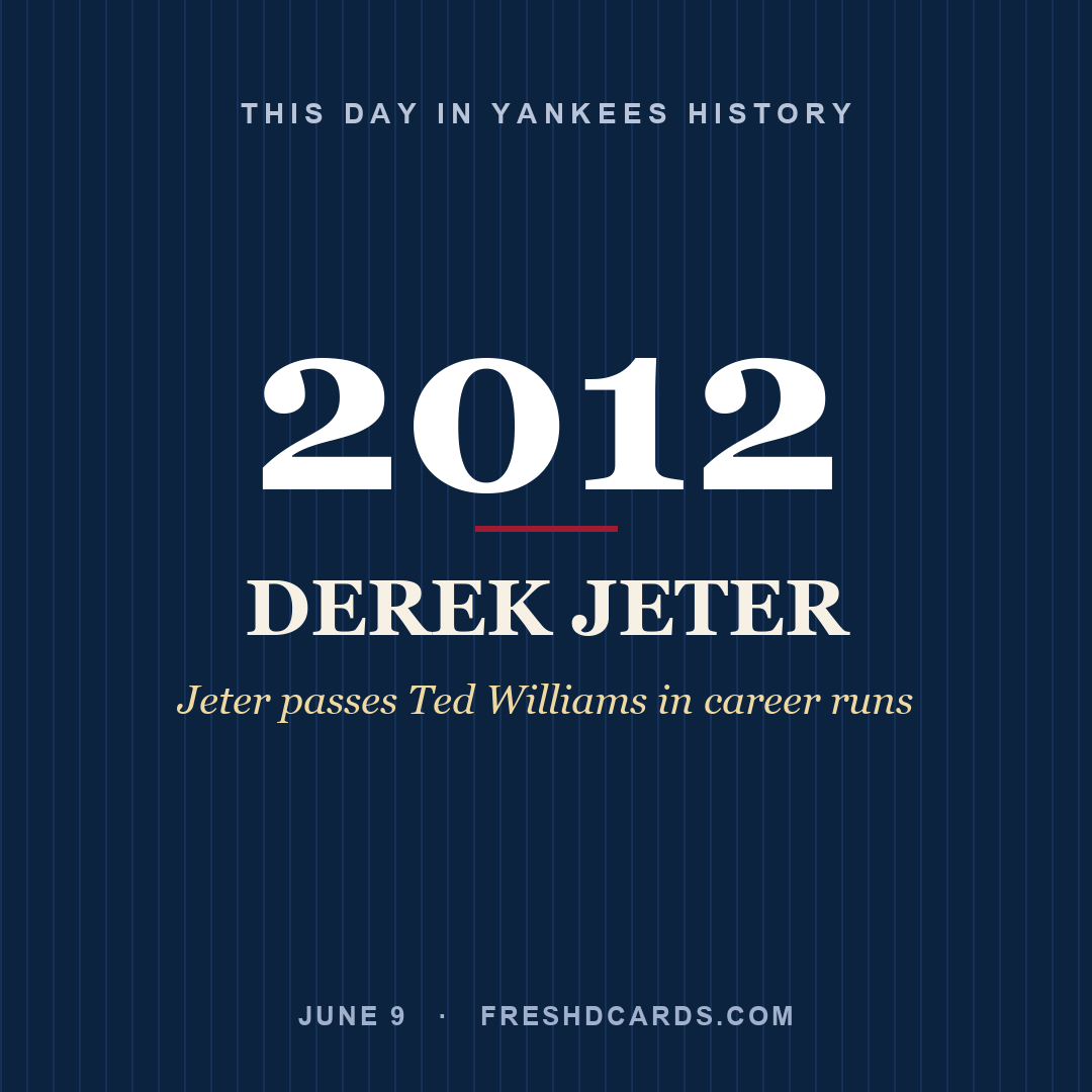 This Day in Yankees History: Derek Jeter, 2012, Jeter passes Ted Williams in career runs