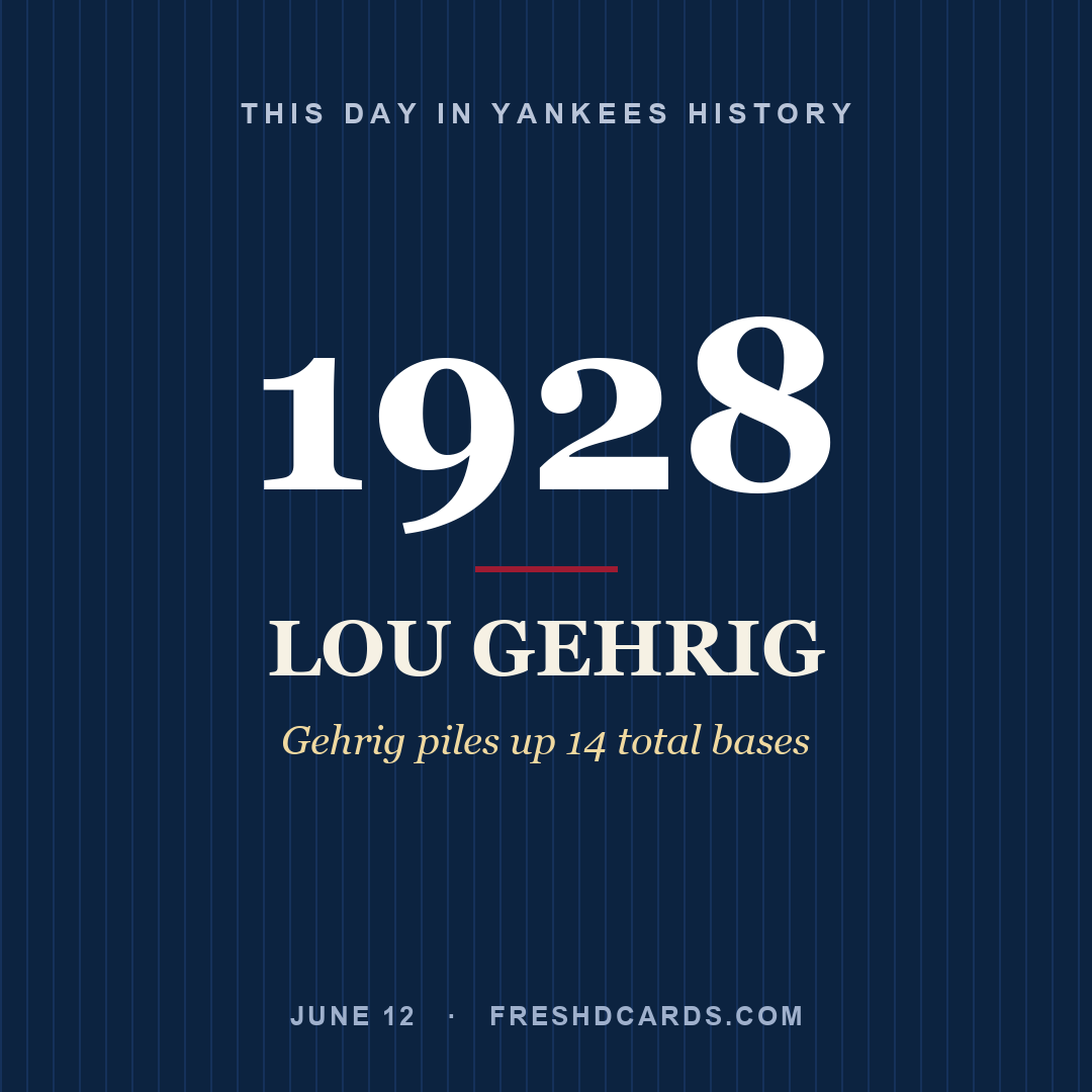 This Day in Yankees History: Lou Gehrig, 1928, Gehrig piles up 14 total bases