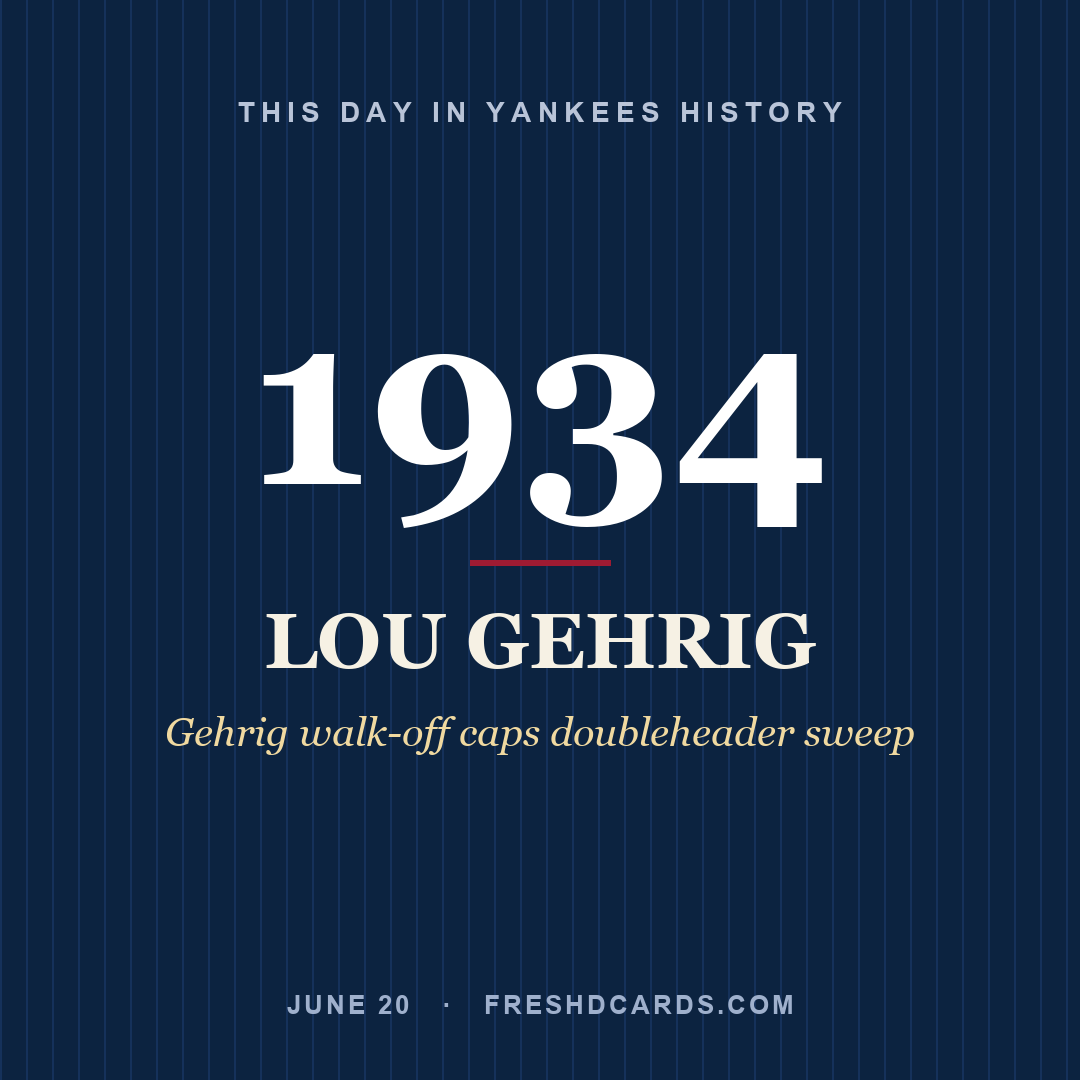 This Day in Yankees History: Lou Gehrig, 1934, Gehrig walk-off caps doubleheader sweep
