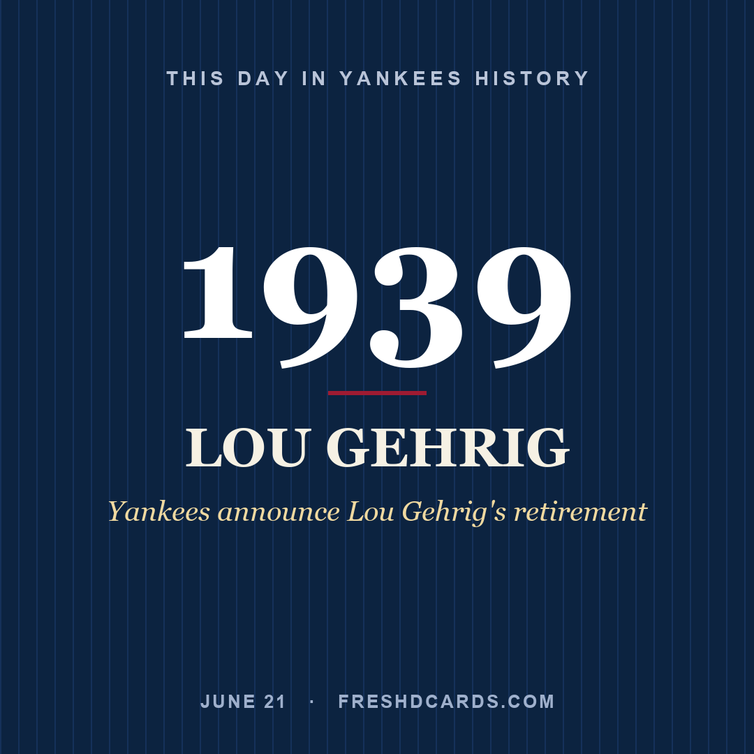 This Day in Yankees History: Lou Gehrig, 1939, Yankees announce Lou Gehrig's retirement