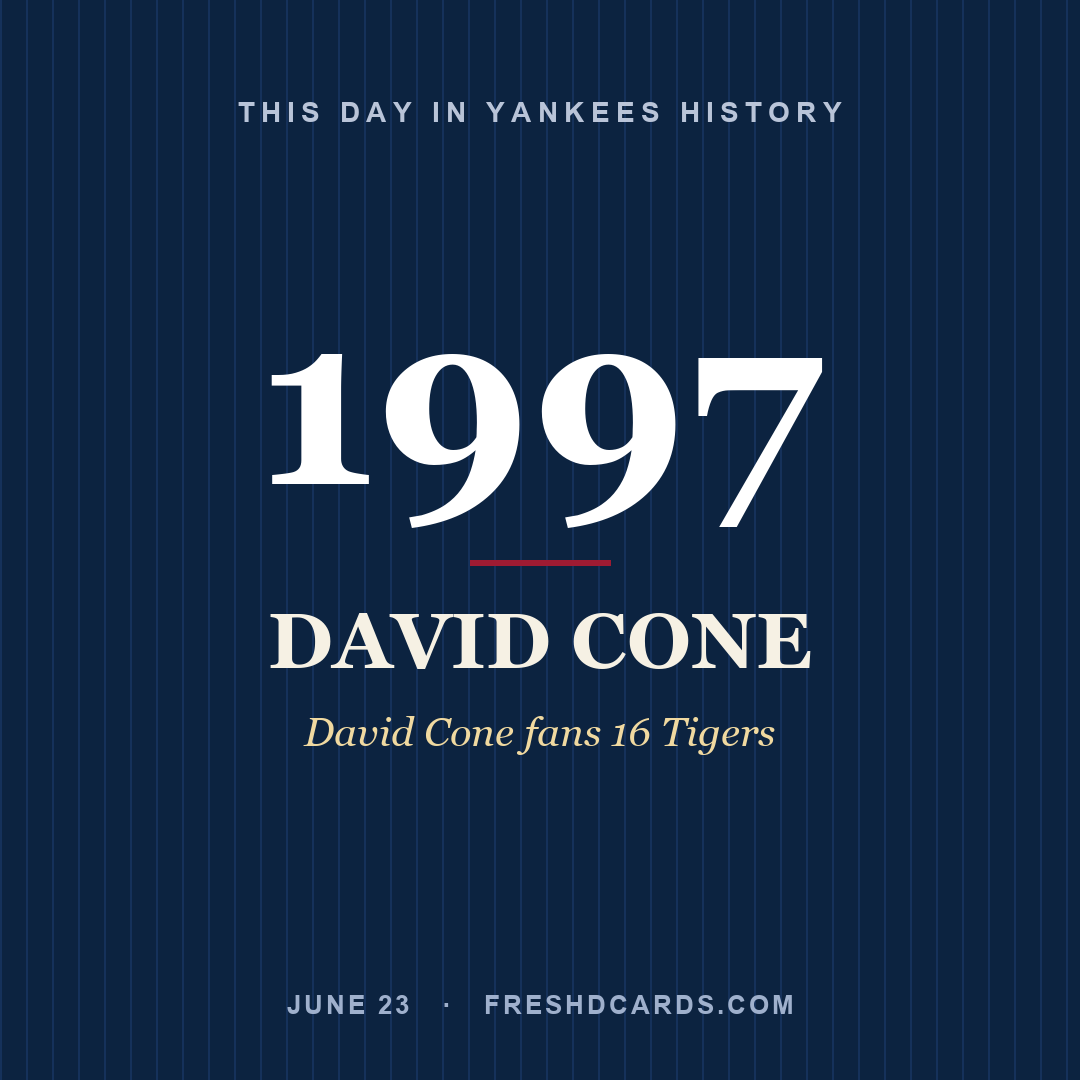 This Day in Yankees History: David Cone, 1997, David Cone fans 16 Tigers