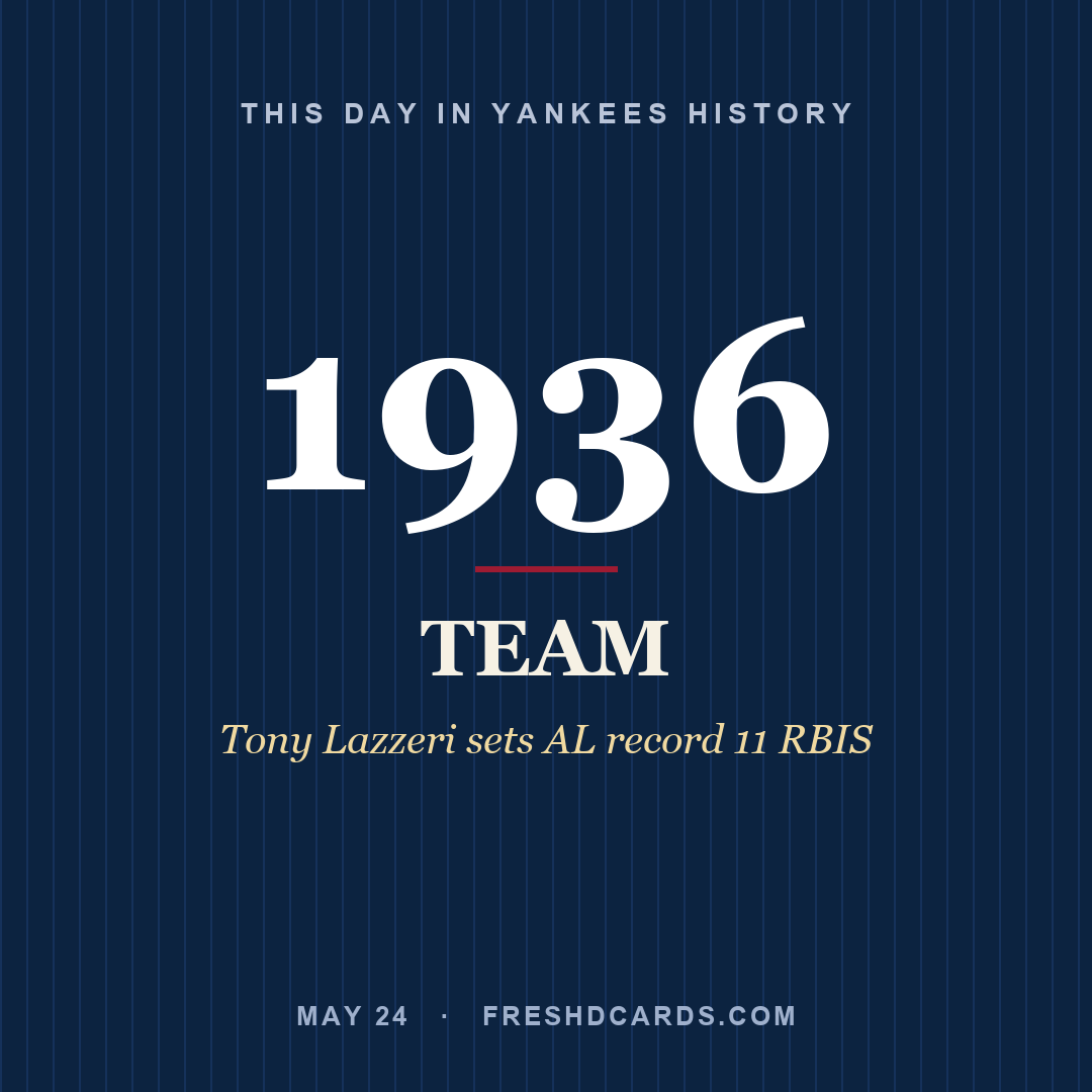 Yankees: Yankees, 1936, Tony Lazzeri sets AL record 11 RBIS