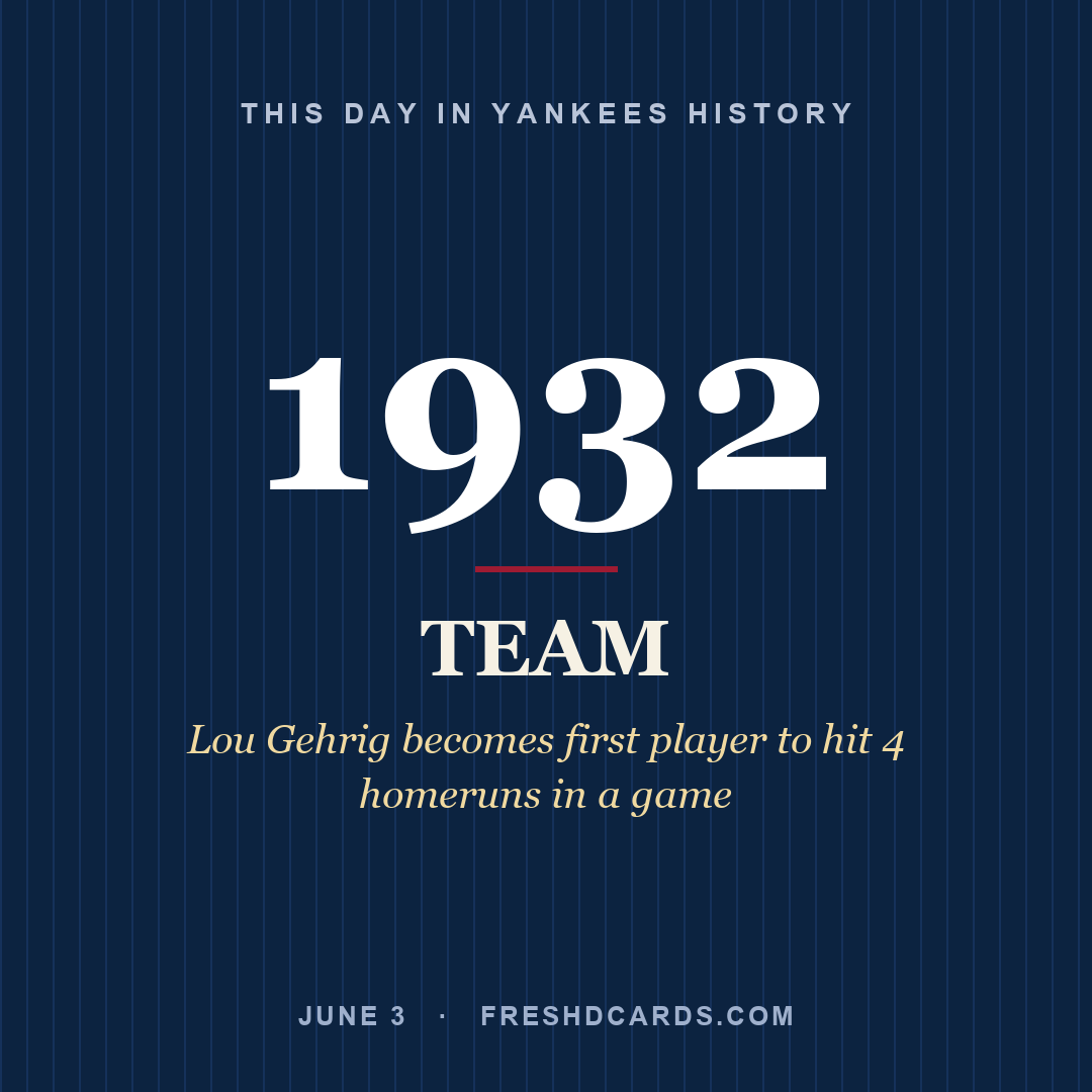 Yankees: Yankees, 1932, Lou Gehrig becomes first player to hit 4 homeruns in a game