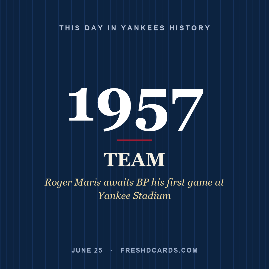 Yankees: Yankees, 1957, Roger Maris awaits BP his first game at Yankee Stadium