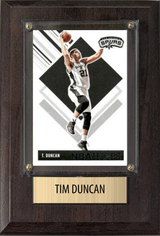 Tim Duncan San Antonio Spurs HOF Fan Gift Plaque 4x6 1 Card Panini Donruss Hoops Prizm Topps 2024 2025 2026