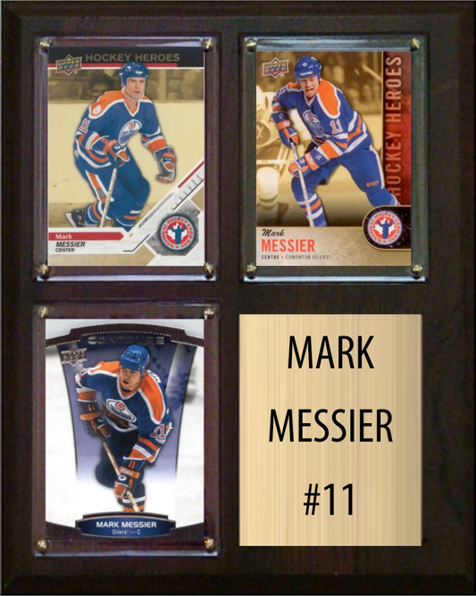 Mark Messier Edmonton Oilers HOF Fan Gift Plaque 8x10 3 Cards Upper Deck Parkhurst O-Pee-Chee Topps 2024 2025 2026